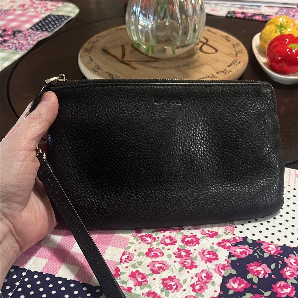 BEFEN Black Leather Wristlet Clutch